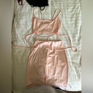 Pink two piece skirt and top set